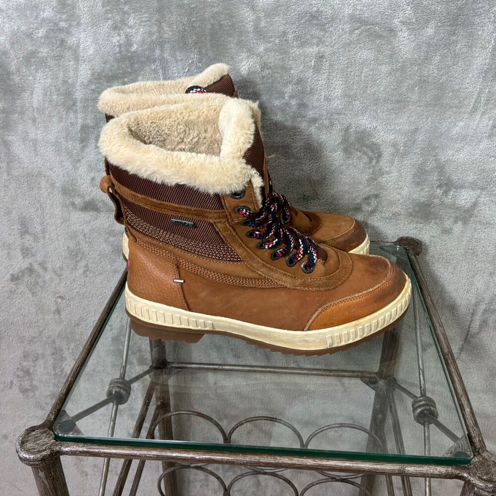 Pajar Korey Women’s 8.5 Waterproof Leather Shearling Snow Boots EU 40 Brown